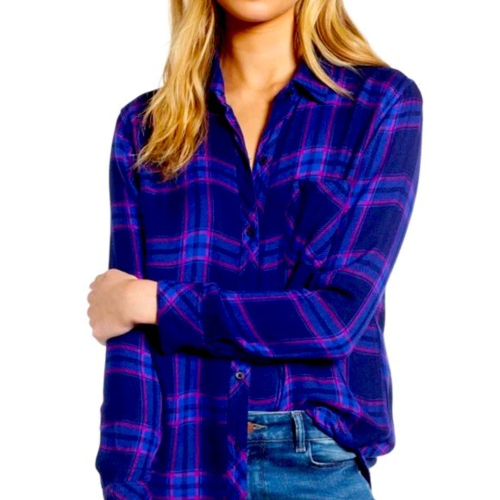 Rails Hunter Long-Sleeve Button Down in Ultraviolet/Navy